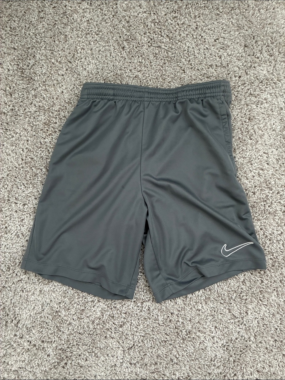 Nike Men's Dark Gray Athletic Shorts with White Swoosh